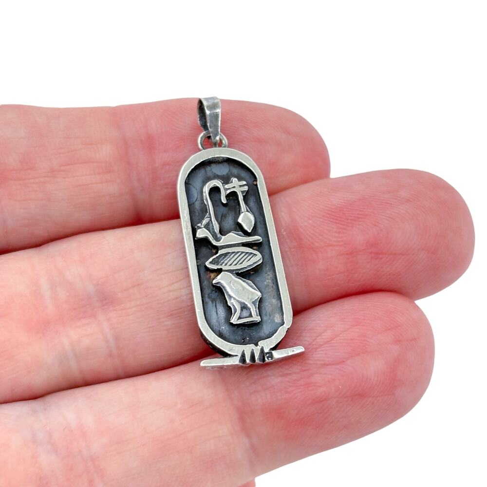 Vintage Sterling Silver 925 Sophia Egyptian Hieroglyph Name Cartouche Pendant